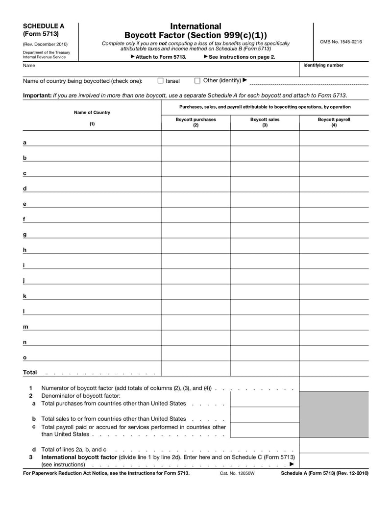 Large thumbnail of Form 5713 (Schedule A) - Dec 2010