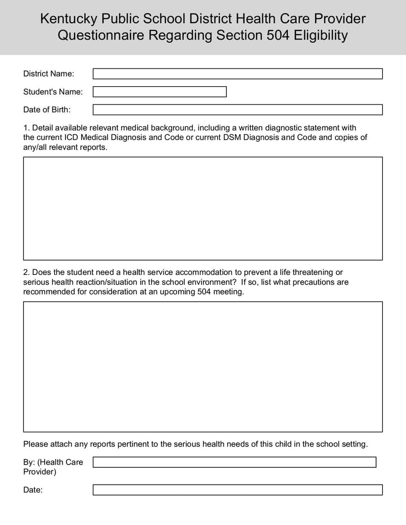 Thumbnail of Questionnaire Regarding Section 504 Eligibility - Oct 2015 - page 0