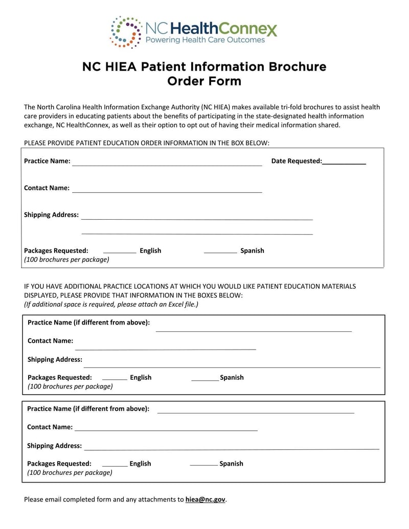 Large thumbnail of NC HIEA Patient Information Brochure Order Form