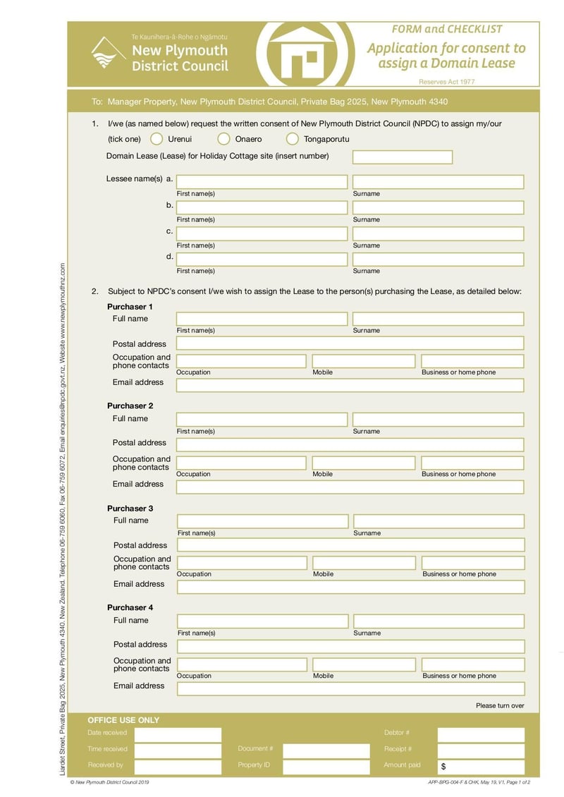 Large thumbnail of Application and Checklist for Consent to Assign a Domain Lease - May 2019