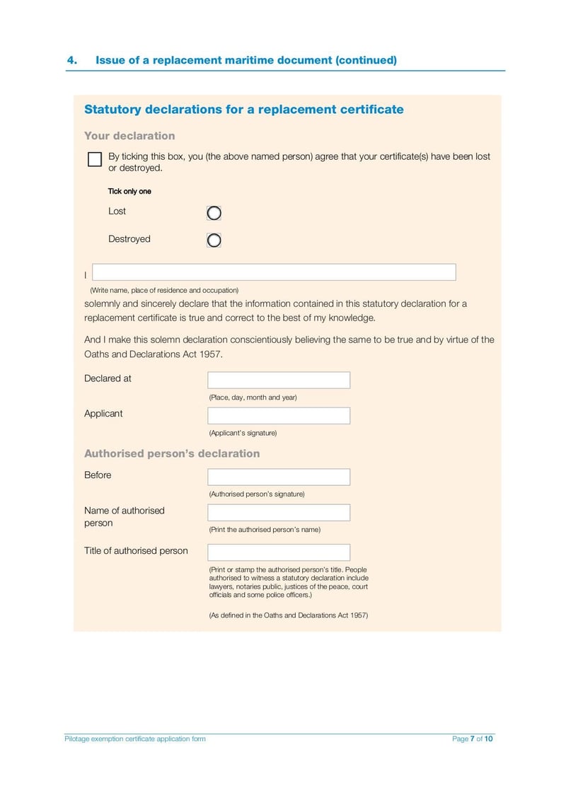 Large thumbnail of Pilot Exemption Certificate Application Form - Mar 2021