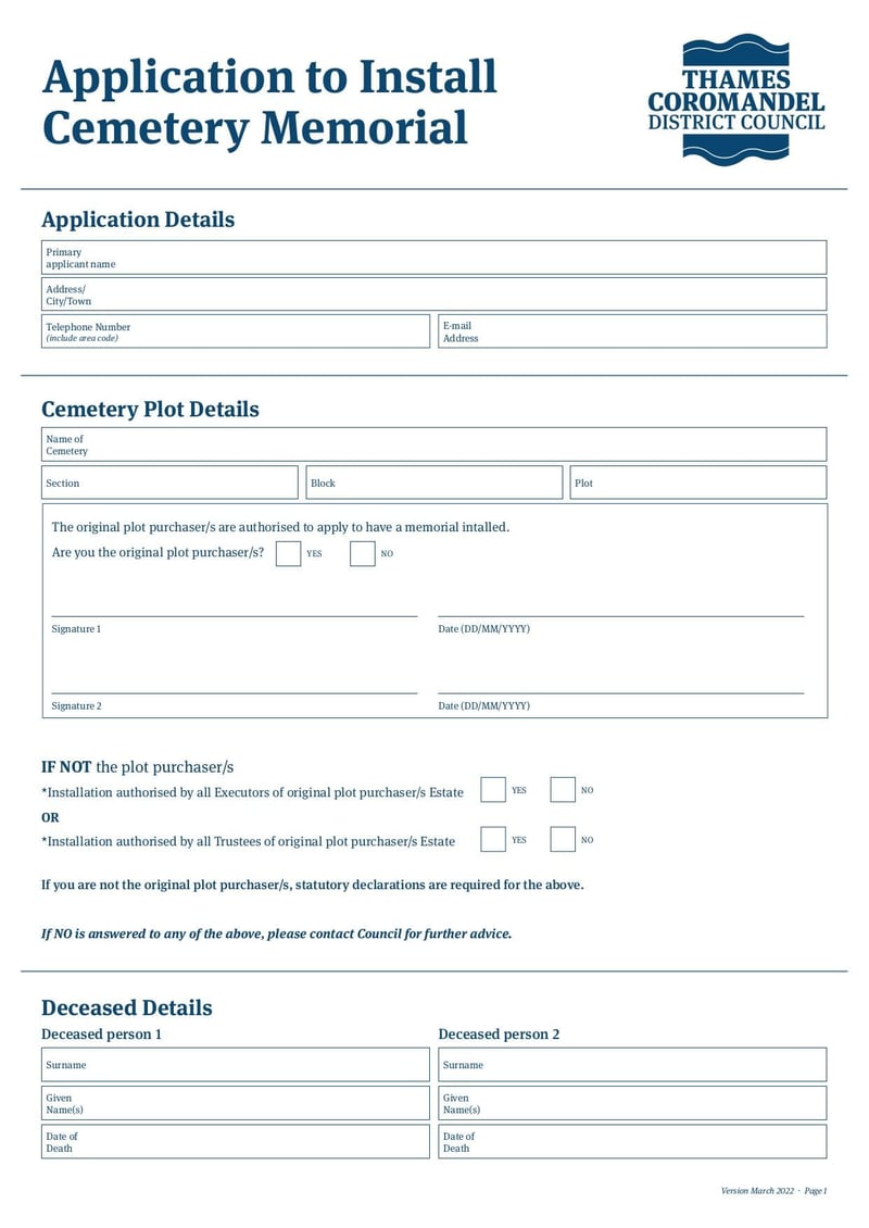 Large thumbnail of Application to Install Cemetery Memorial - Mar 2022