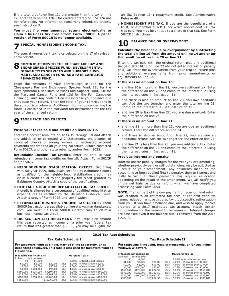 Large thumbnail of Maryland Form 505X - Sep 2017