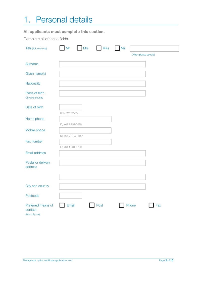 Large thumbnail of Pilot Exemption Certificate Application Form - Mar 2021