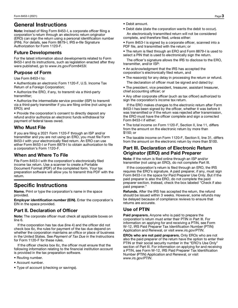 Large thumbnail of Form 8453-I - Nov 2021