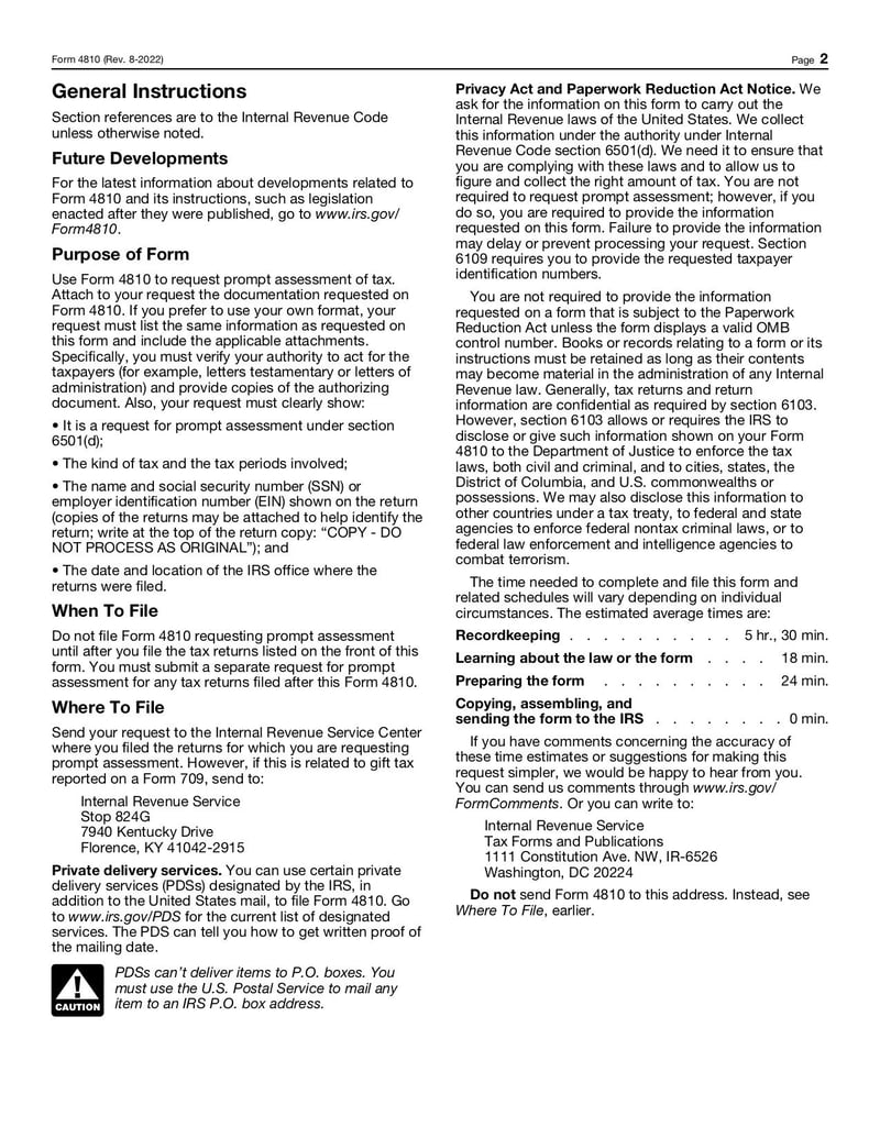 Large thumbnail of Form 4810 - Aug 2022