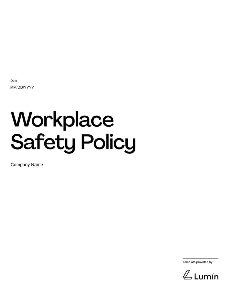 Workplace Safety Policy Template for defining safety procedures and responsibilities in the workplace