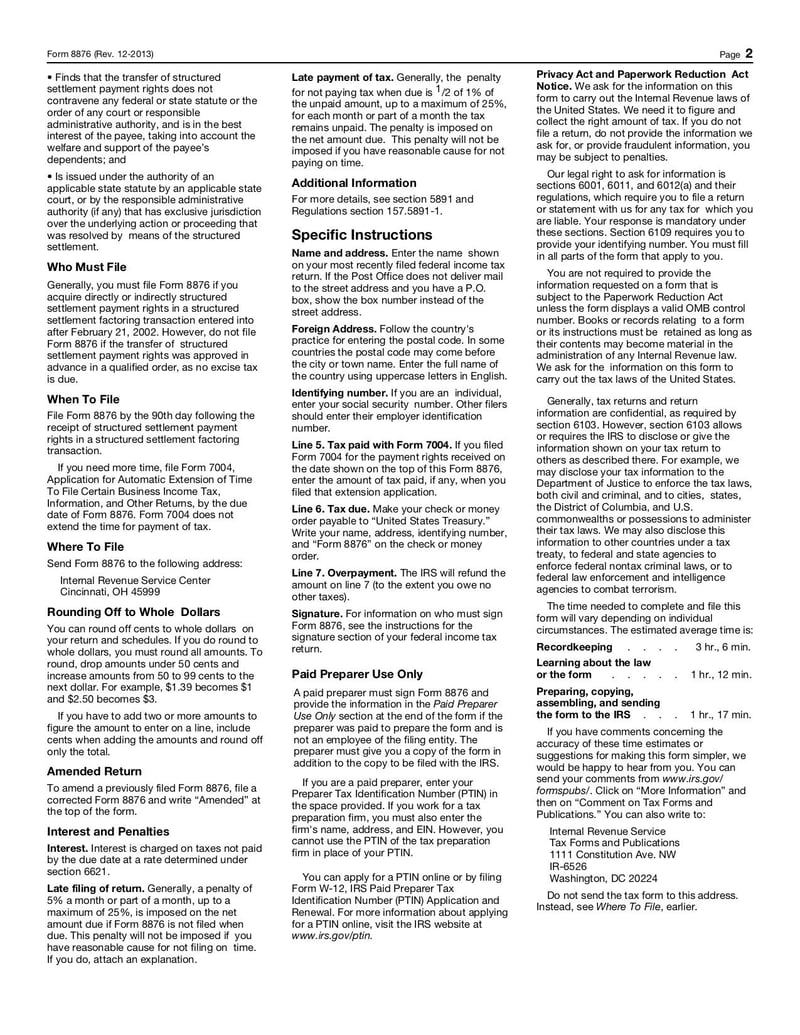 Large thumbnail of Form 8876 - Dec 2013