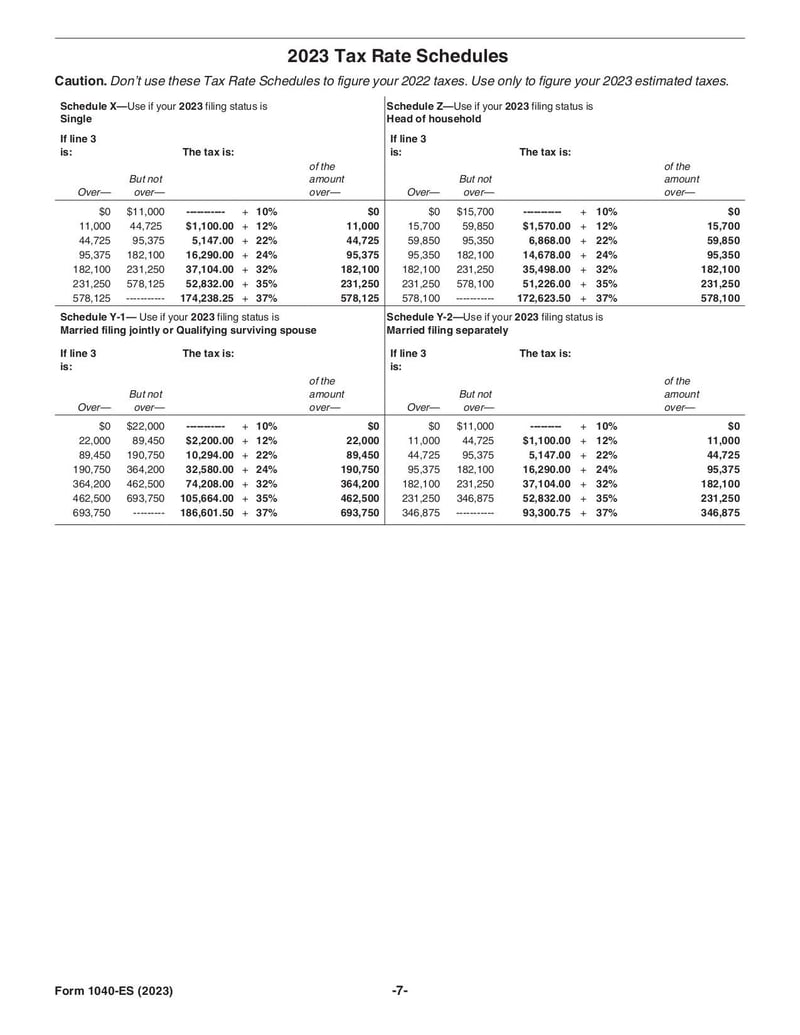 Large thumbnail of Form 1040-ES - Jan 2023