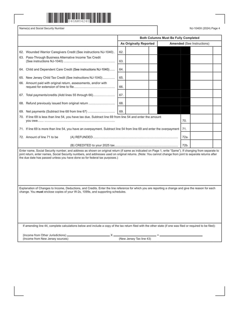 Large thumbnail of Form NJ-1040-X - 2024