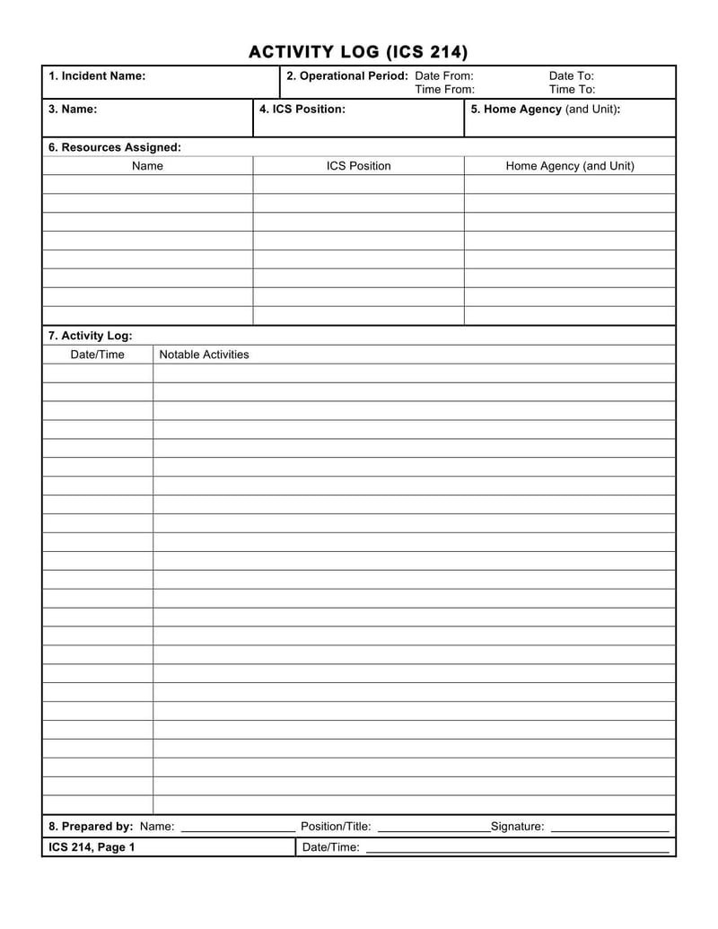 Large thumbnail of Washington Activity Log (ICS 214)