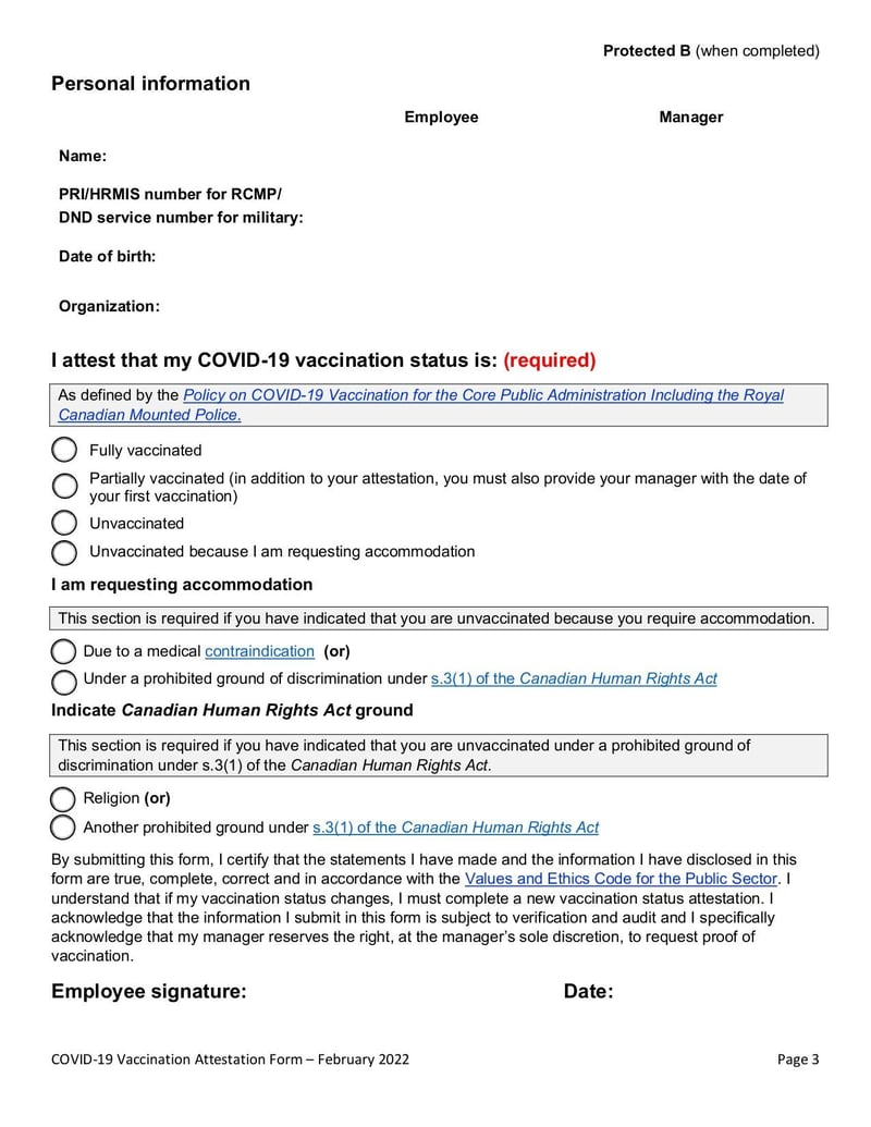 Large thumbnail of COVID-19 Vaccination Attestation Form - Feb 2022