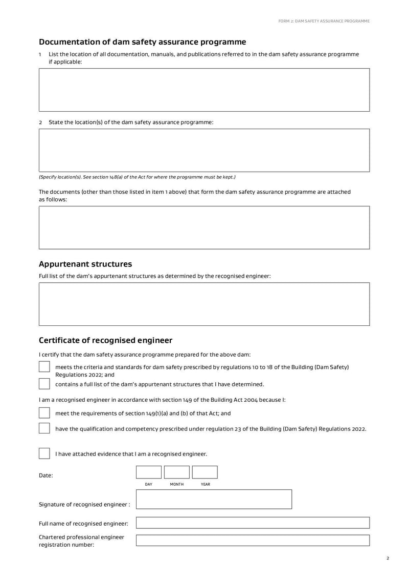 Large thumbnail of Form 2 Dam Safety Assurance Programme - May 2022