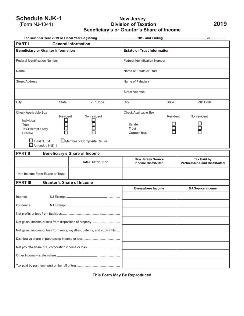 Large thumbnail of Form NJ-1041 - Feb 2020