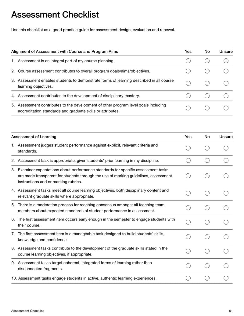 Large thumbnail of Assessment Checklist Template