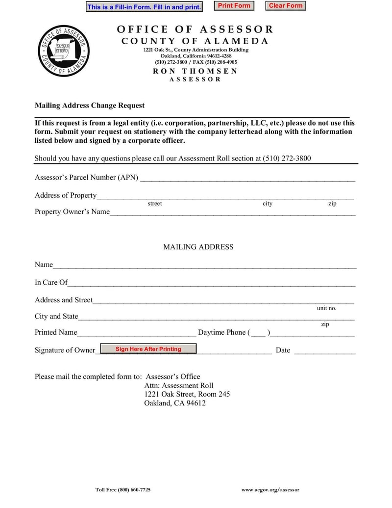 Large thumbnail of Mailing Address Change Request - Aug 2016
