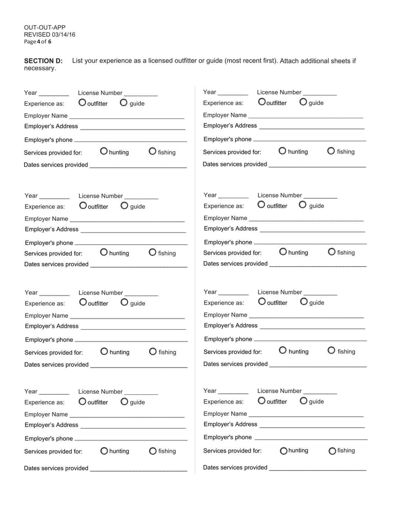 Large thumbnail of Montana Outfitter License/Examination Application