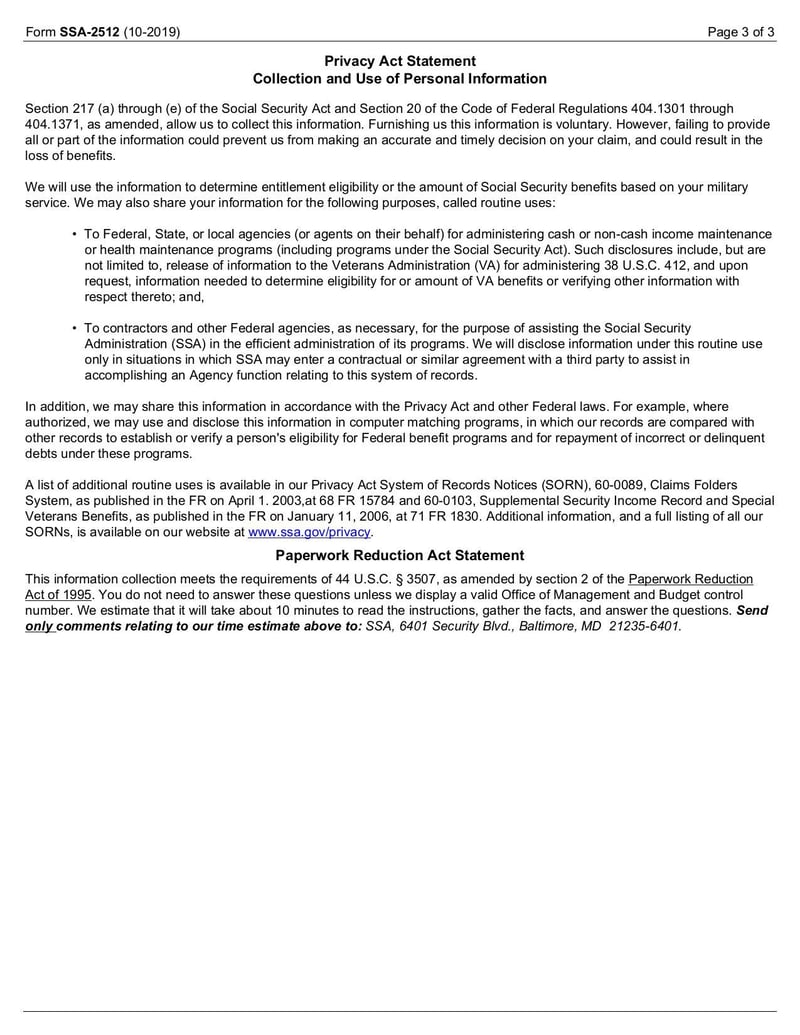 Large thumbnail of Form SSA-2512 - Oct 2019