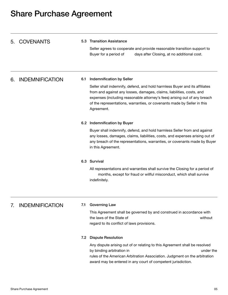 Share Purchase Agreement template detailing terms for the sale and purchase of company shares