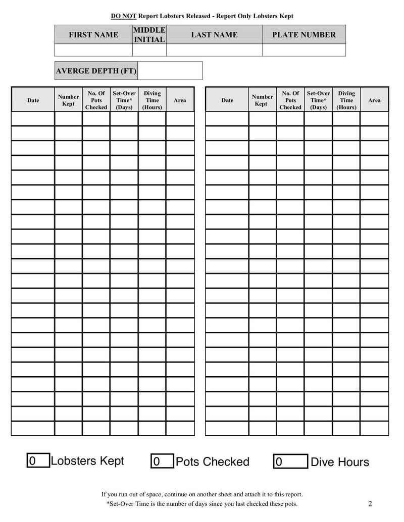 Large thumbnail of Annual Catch Report for Personal Use Lobster License - Feb 2016