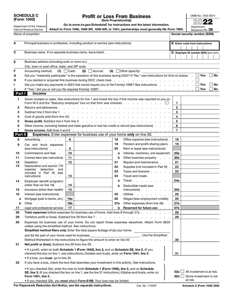 Large thumbnail of Schedule C (Form 1040) - Nov 2022