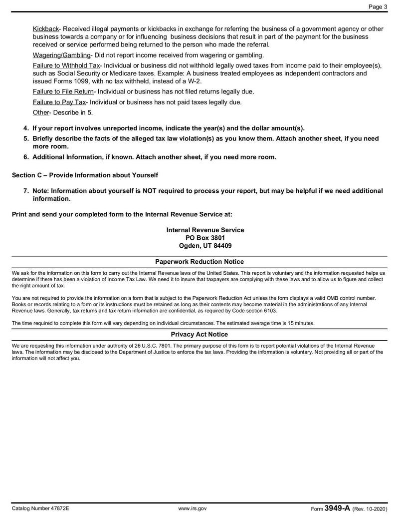 Large thumbnail of Form 3949-A - Oct 2020
