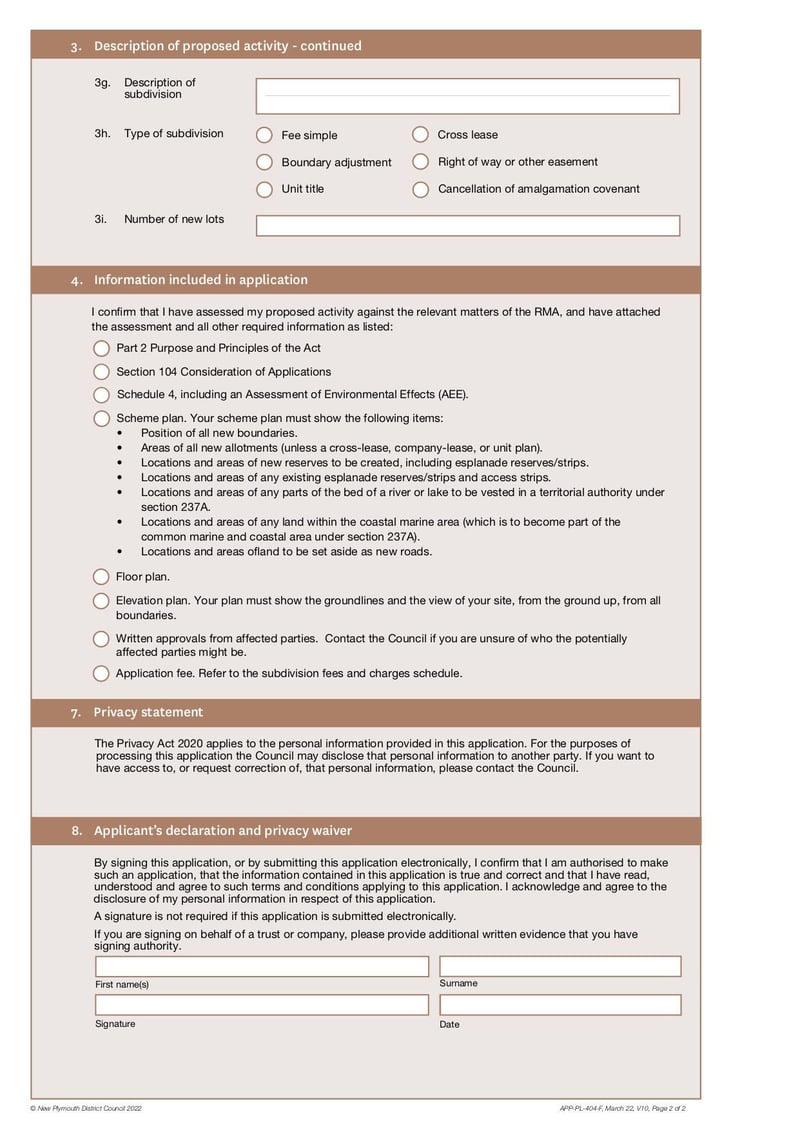 Large thumbnail of Application for a Subdivision Resource Consent Form - Mar 2022