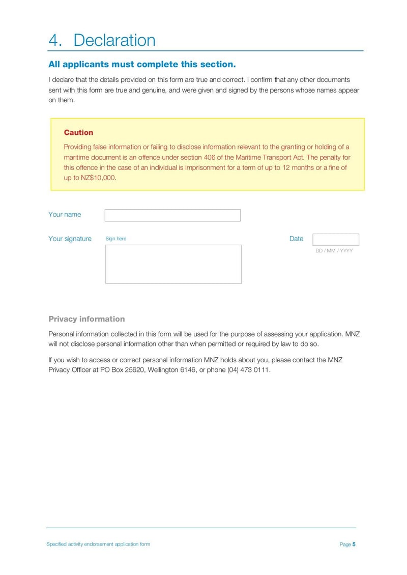 Large thumbnail of Specified Activity Endorsement Application Form - Jun 2019