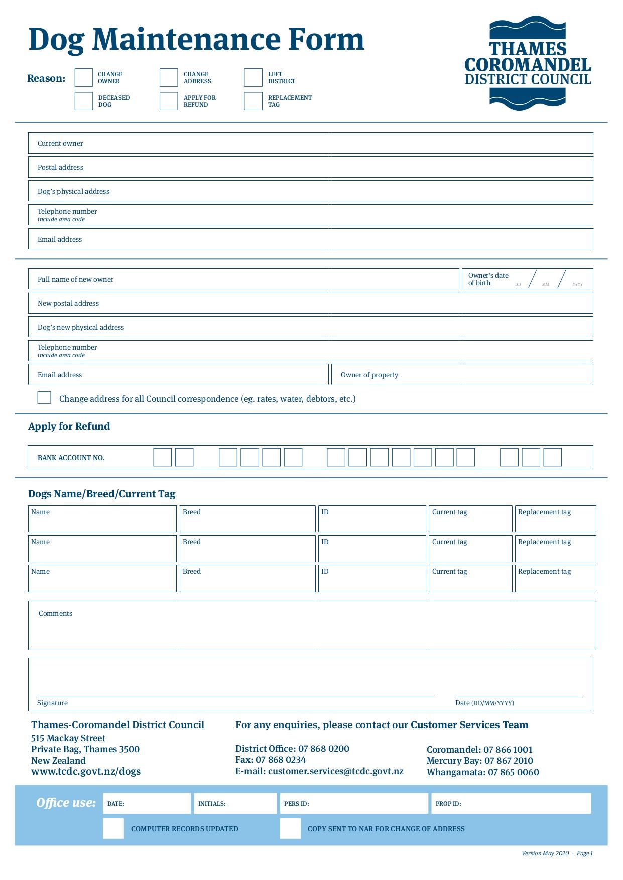 Dog Maintenance Form | Fill and sign online with Lumin