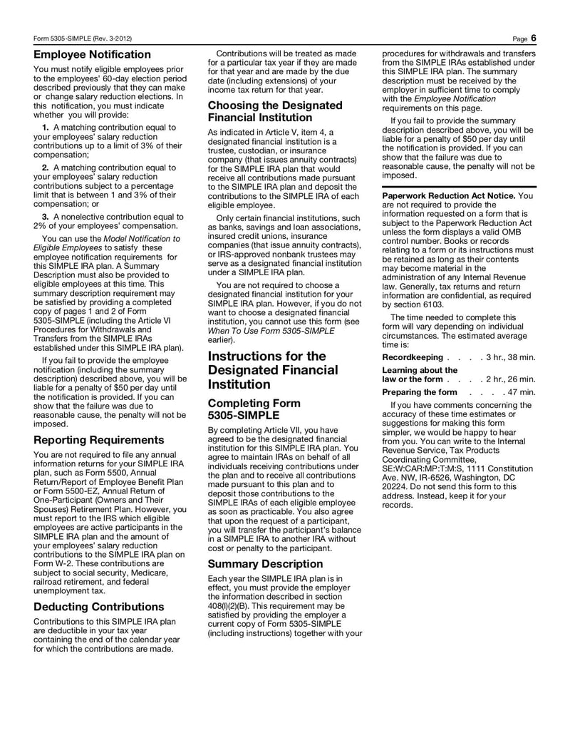 Large thumbnail of Form 5305-SIMPLE - Mar 2012