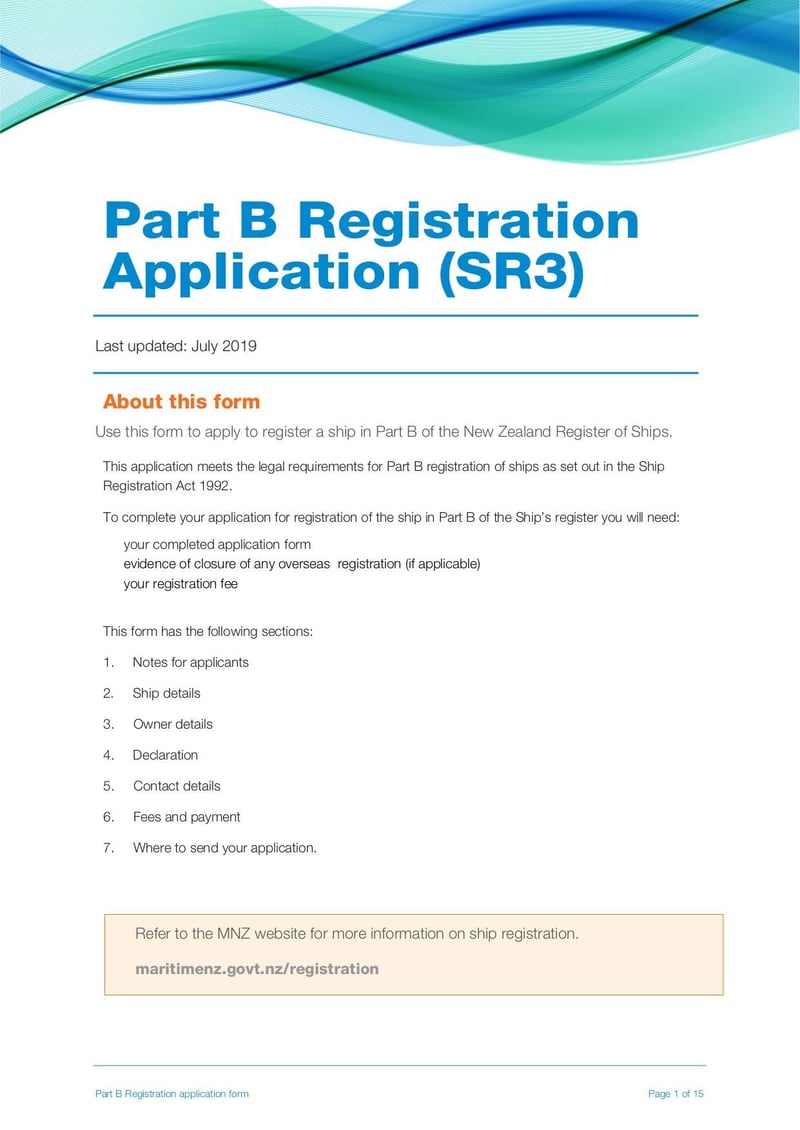 Large thumbnail of Part B Registration Application (SR3) - Jul 2019