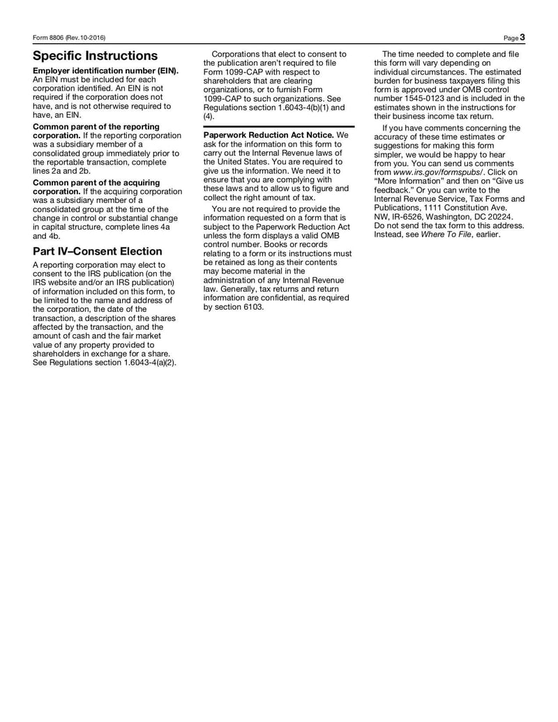 Large thumbnail of Form 8806 - Oct 2016