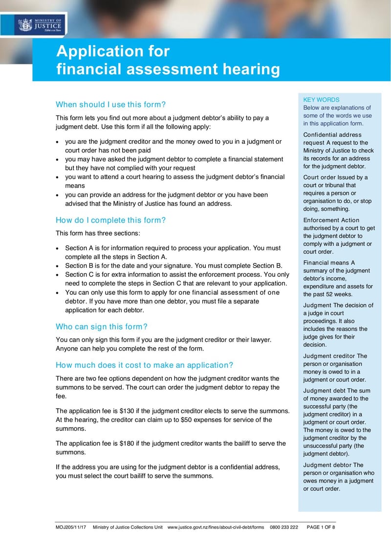 Large thumbnail of Application for Financial Assessment Hearing - Oct 2021