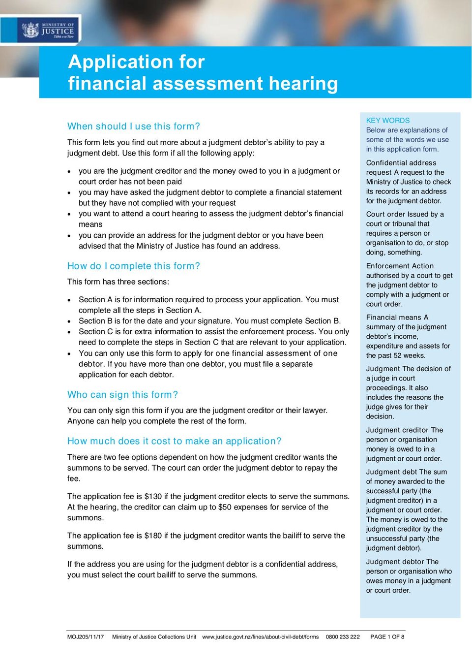 Application for Financial Assessment Hearing Fill and sign online