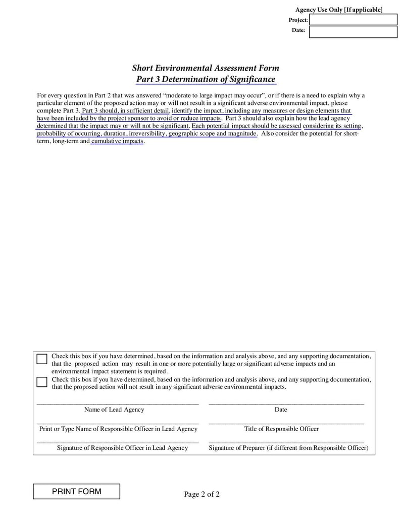 Large thumbnail of Short Environmental Assessment Form Part 2 - Jul 2014