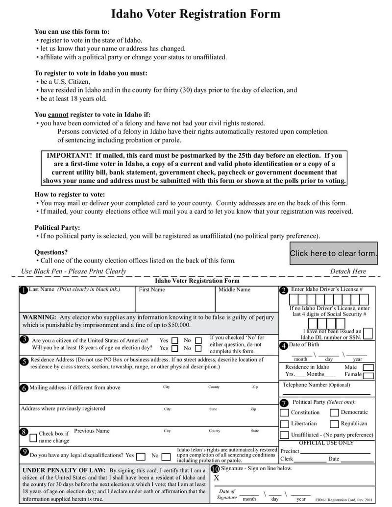 Idaho Voter Registration Form | Fill and sign online with Lumin