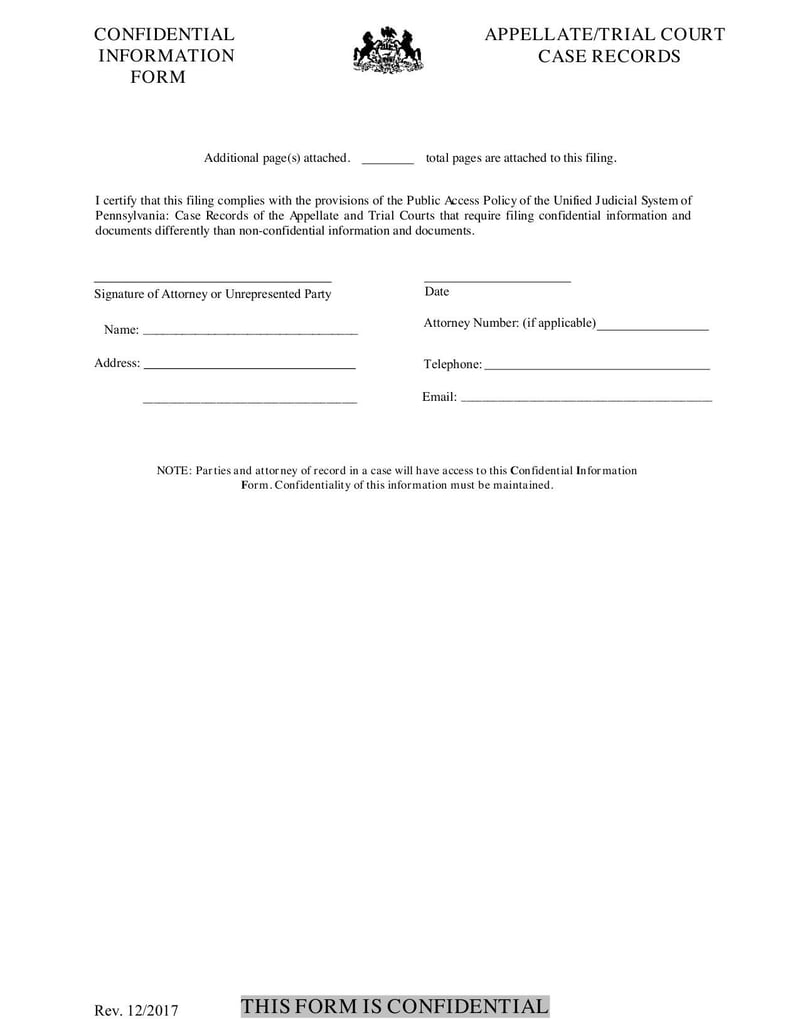 Large thumbnail of Confidential Information Form - Dec 2017