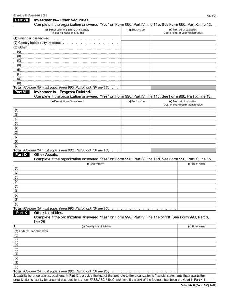 Large thumbnail of Schedule D (Form 990) - Oct 2022