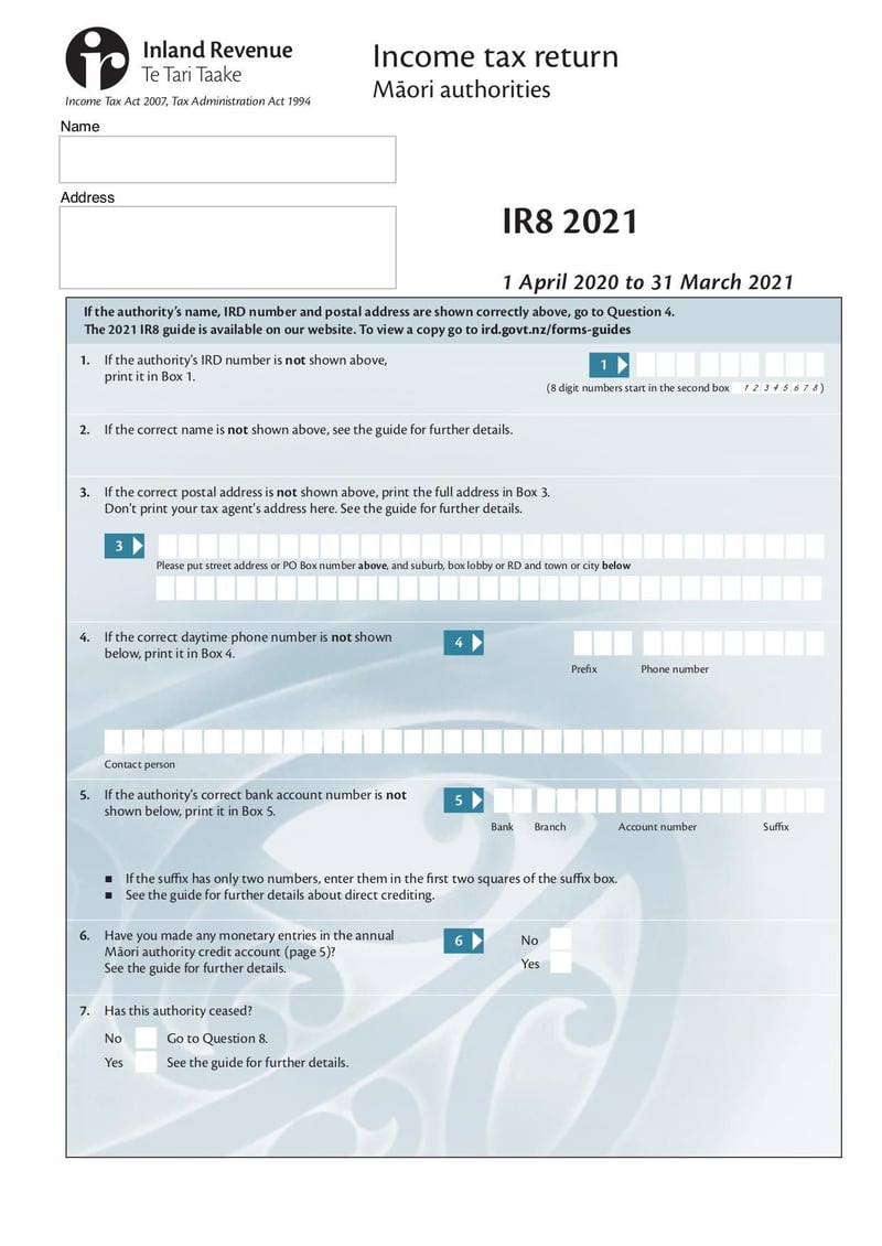 Large thumbnail of Form IR8 - Mar 2021