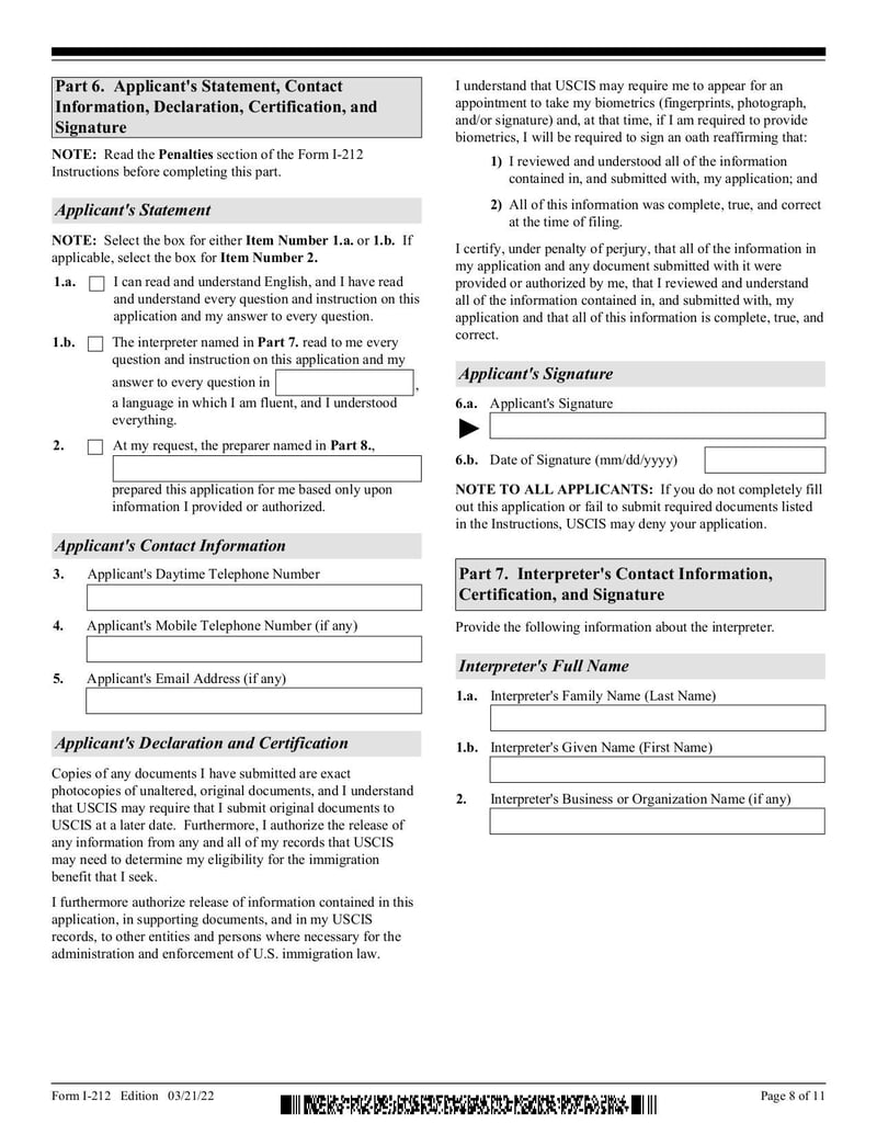 Large thumbnail of Form I-212 - Mar 2022