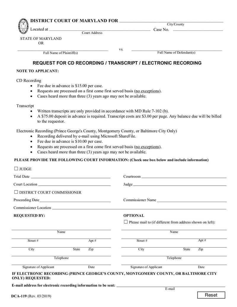 Large thumbnail of Form DCA 119 - Jan 2023
