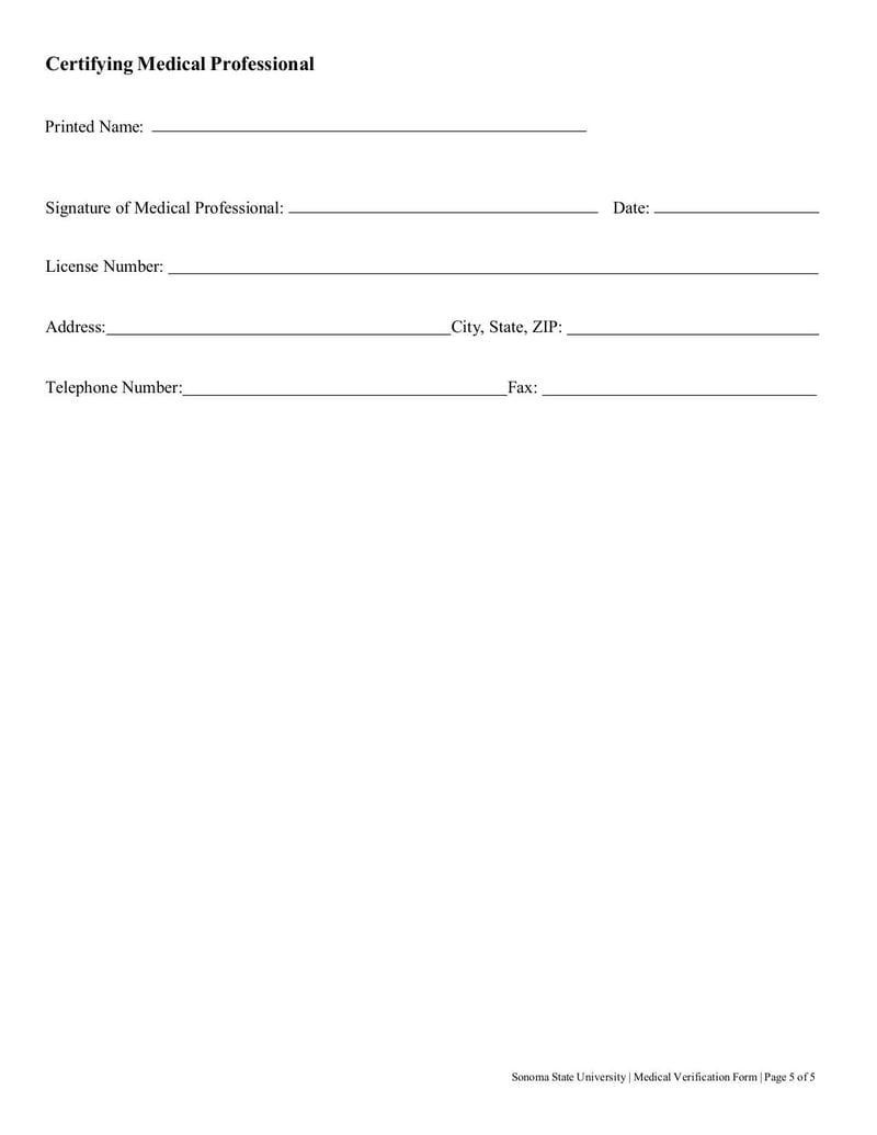 Large thumbnail of Medical Verification Form - Aug 2018