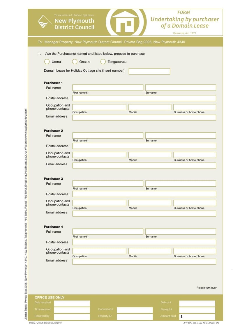 Large thumbnail of App BPG 005 F Undertaking by Purchaser of a Domain Lease Form - May 2019