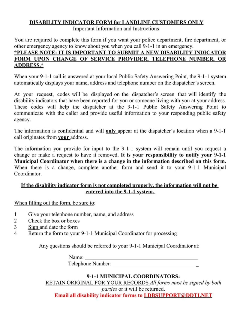 Large thumbnail of Massachusetts Disability Indicator Form for Landline Customers Only