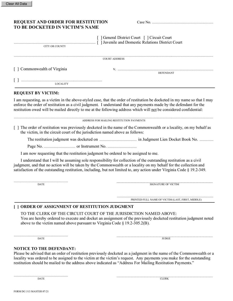 Large thumbnail of Form DC-313 - Jun 2021