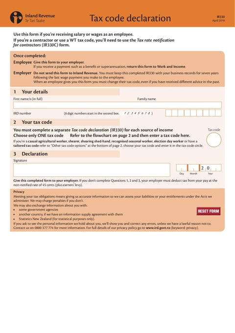 Form IR330 - Apr 2019 - page 1