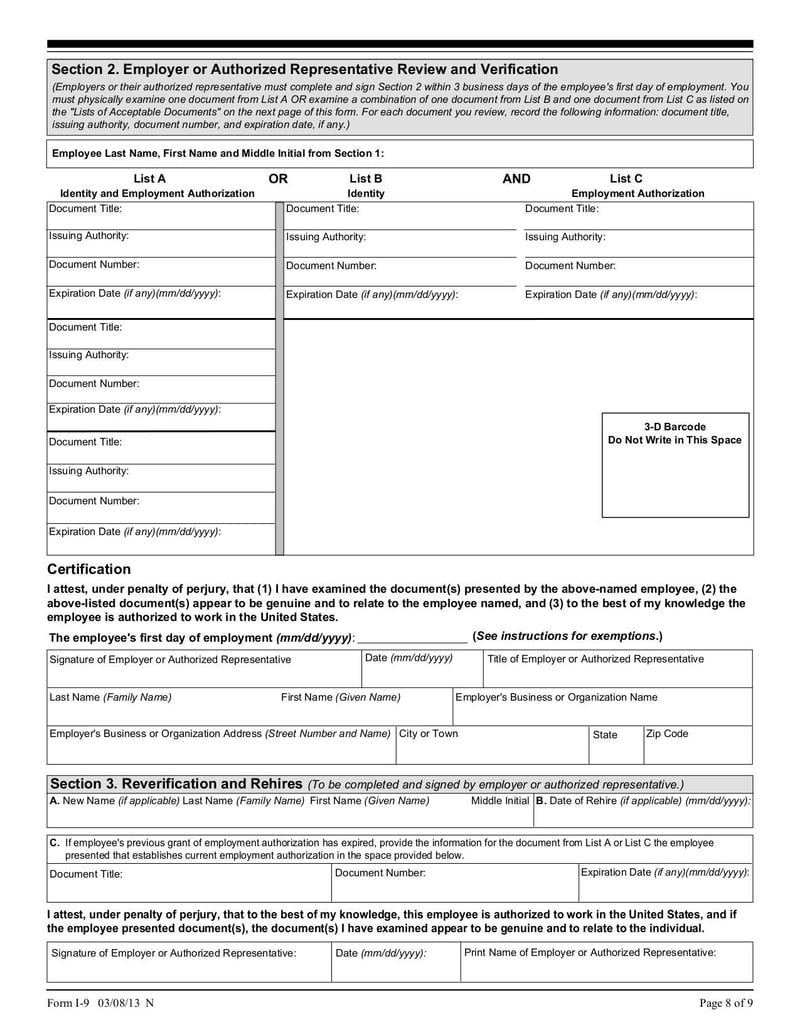 Large thumbnail of Employment Eligibility Verification Form I-9 - Mar 2016