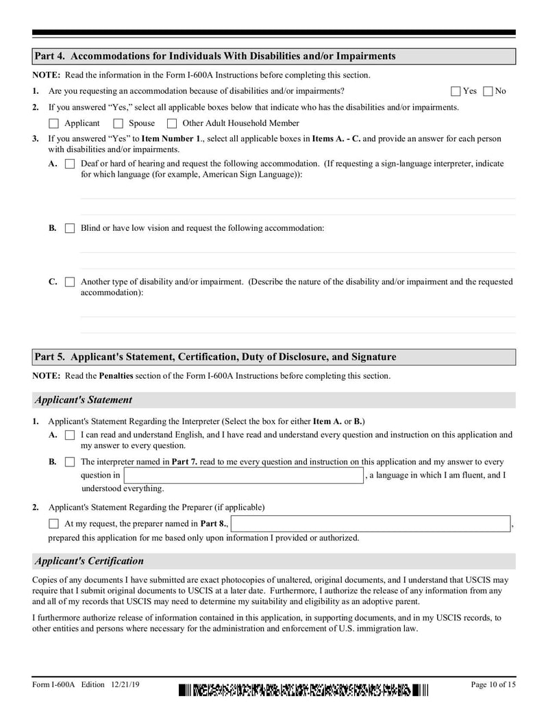 Large thumbnail of Form I-600A - Dec 2019