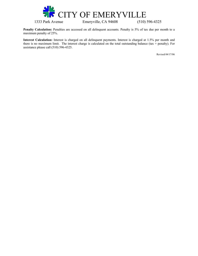 Large thumbnail of Emeryville Business License Application