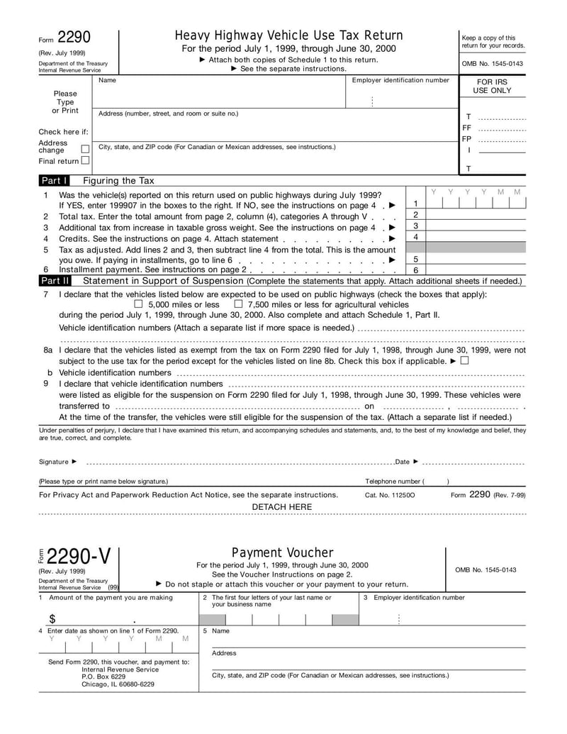 Large thumbnail of Form 2290 - Jul 1999